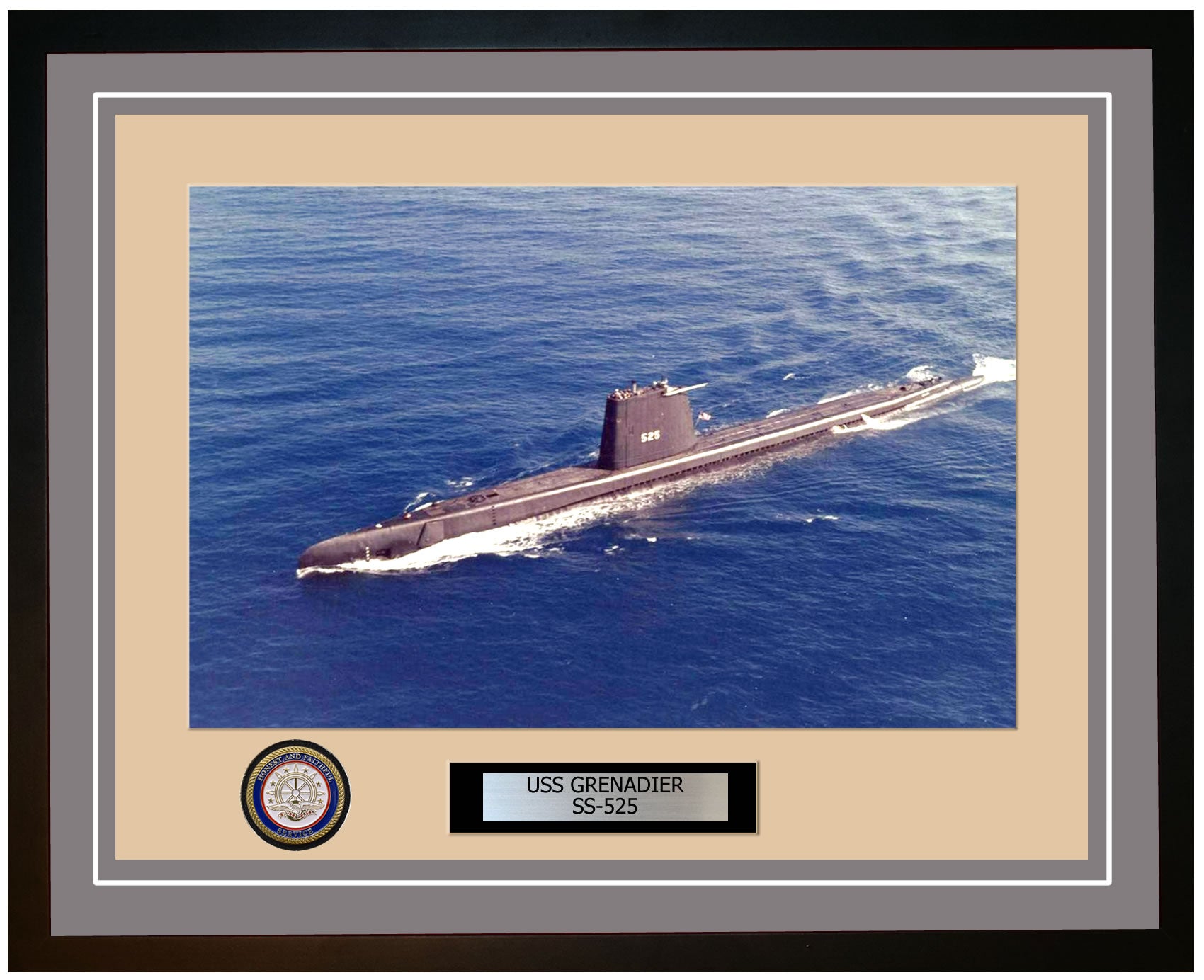 USS Grenadier SS-525 Framed Navy Ship Photo Grey
