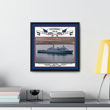 USS Somerset LPD-25 Navy Floating Frame Photo Desk View