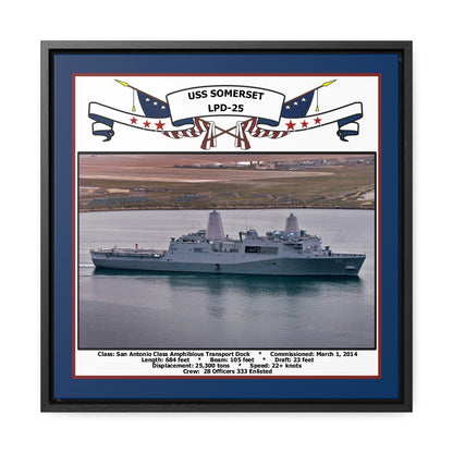 USS Somerset LPD-25 Navy Floating Frame Photo Front View