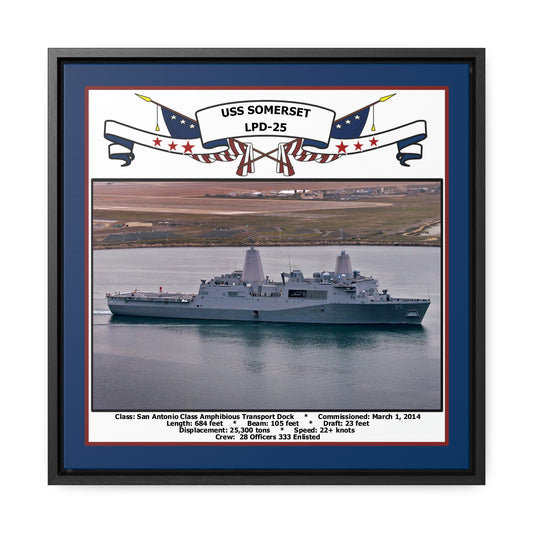 USS Somerset LPD-25 Navy Floating Frame Photo Front View