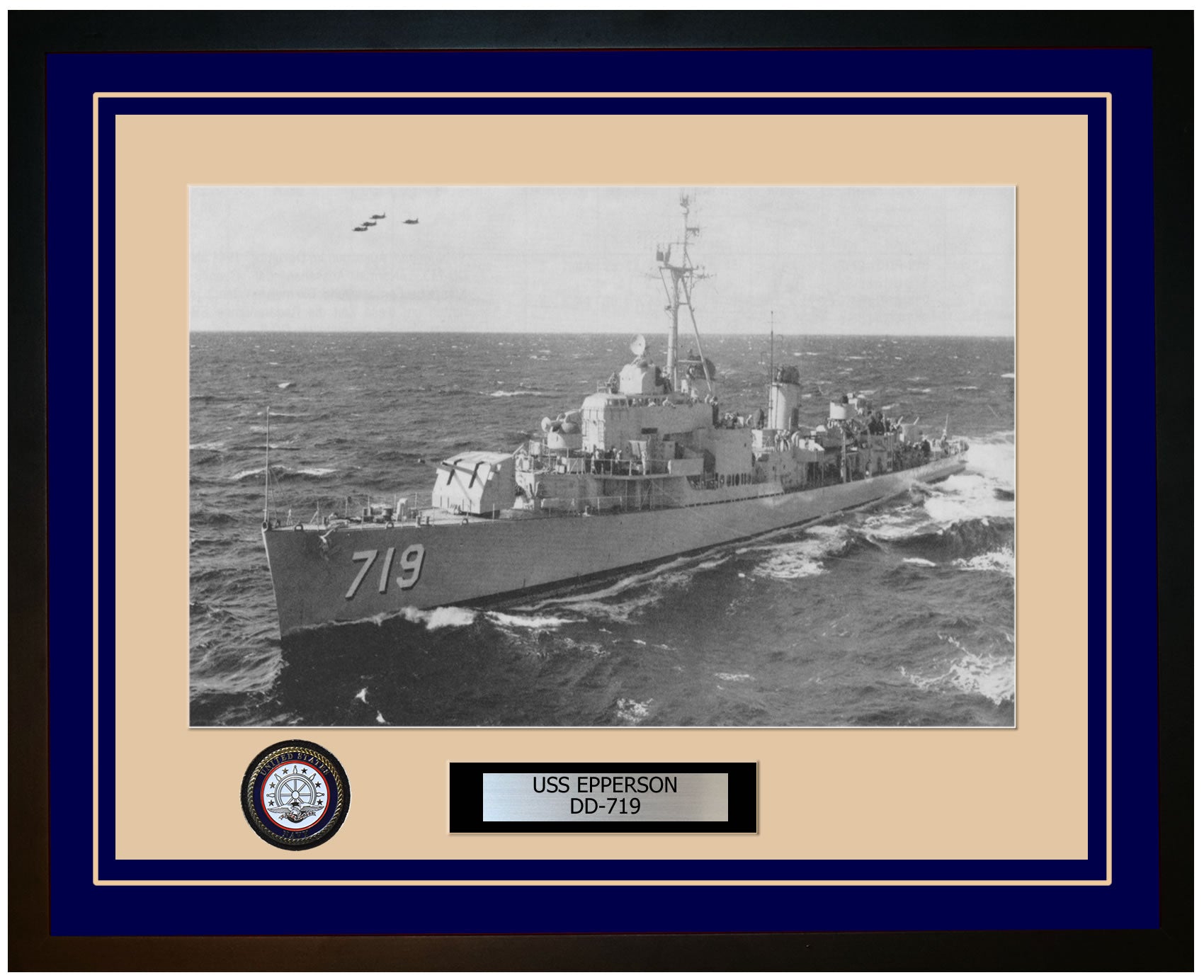 USS EPPERSON DD-719 Framed Navy Ship Photo Blue