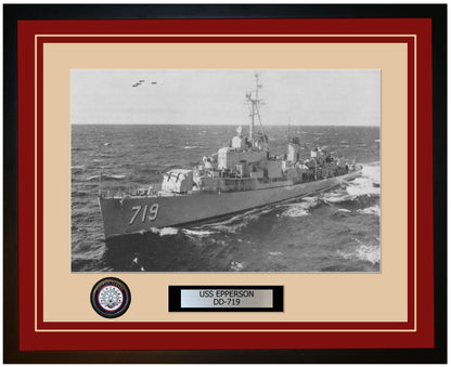 USS EPPERSON DD-719 Framed Navy Ship Photo Burgundy
