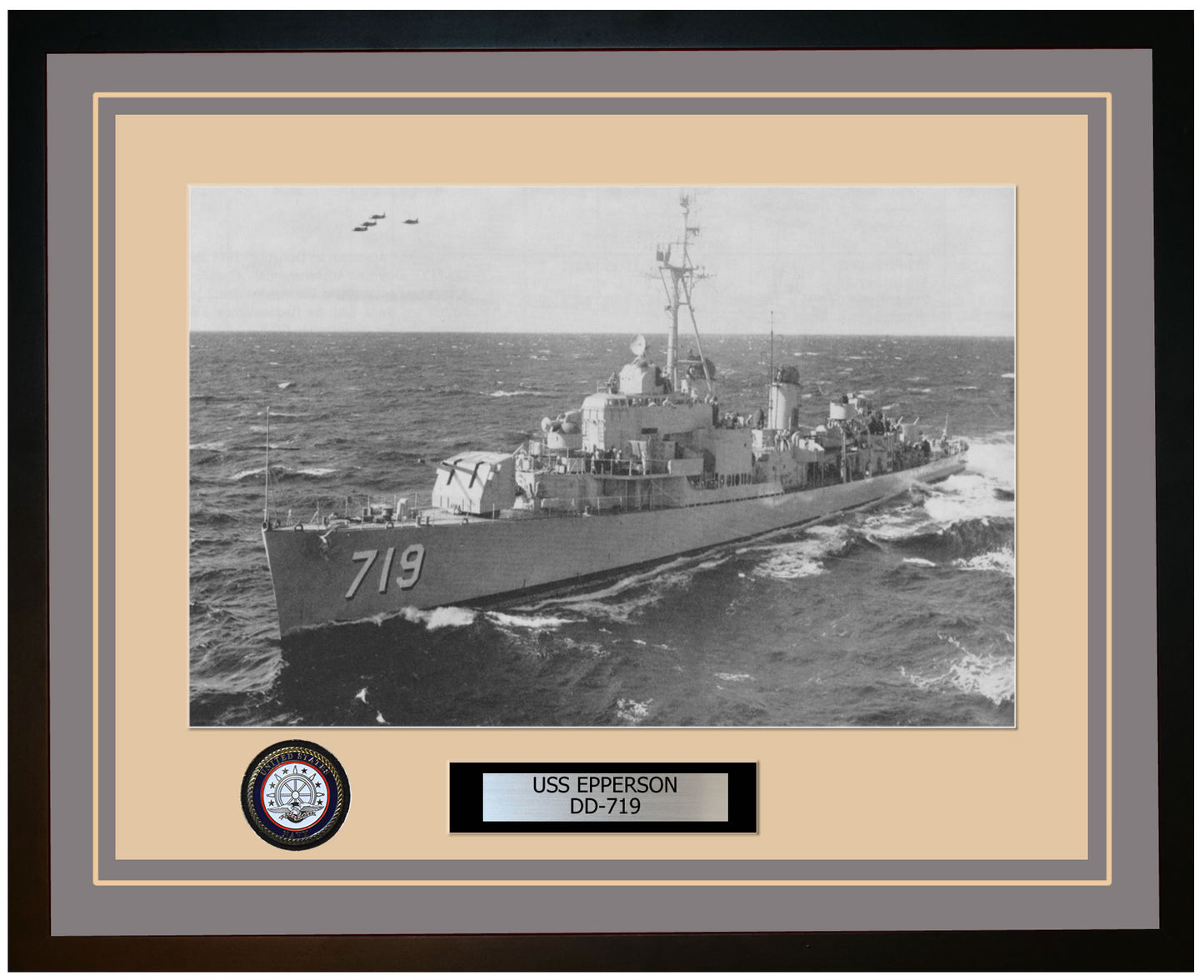 USS EPPERSON DD-719 Framed Navy Ship Photo Grey