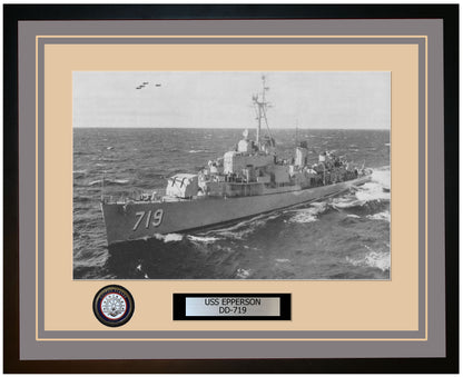USS EPPERSON DD-719 Framed Navy Ship Photo Grey