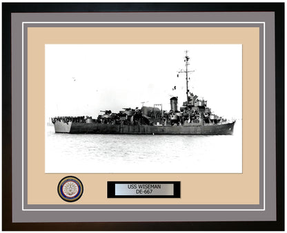 USS Wiseman DE-667 Framed Navy Ship Photo Grey