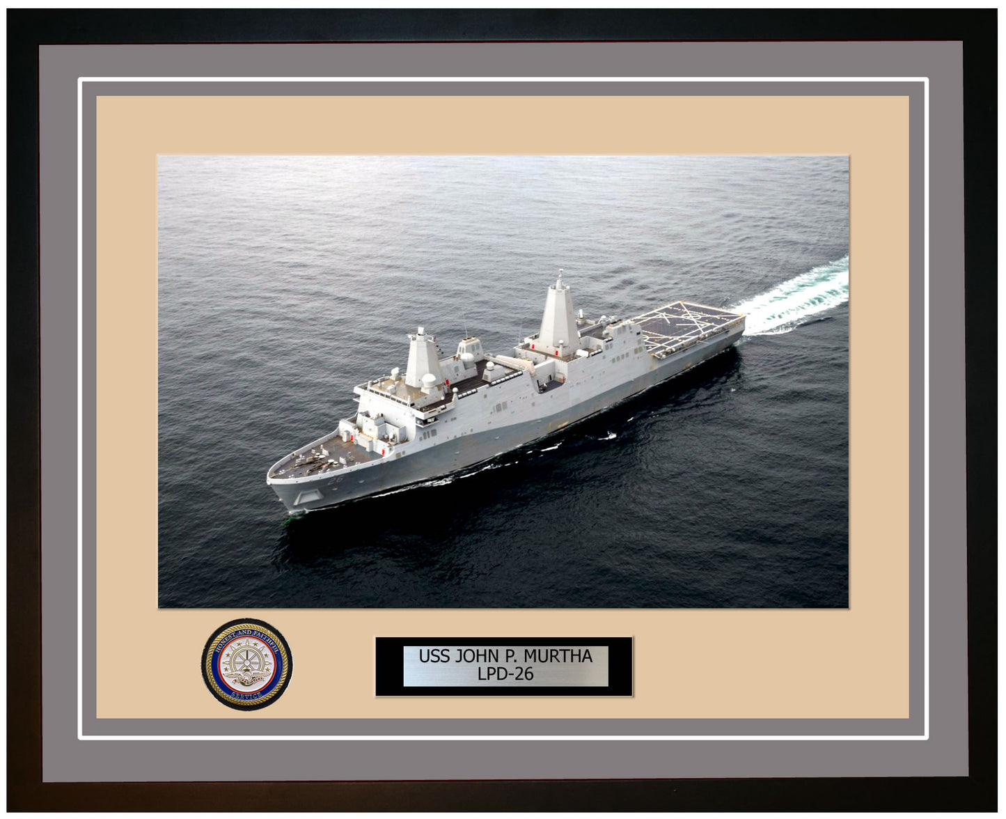 USS John P. Murtha LPD-26 Framed Navy Ship Photo Grey
