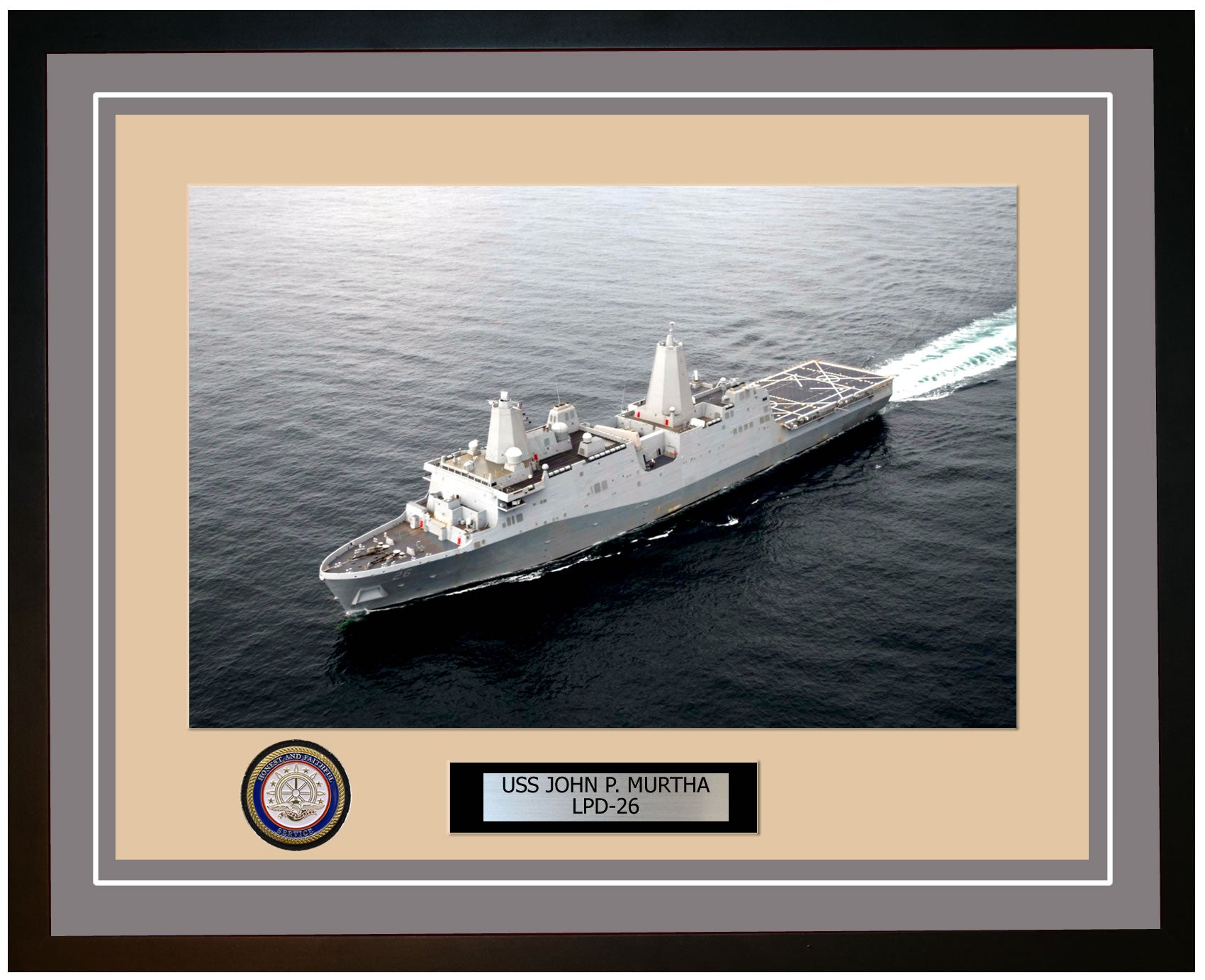 USS John P. Murtha LPD-26 Framed Navy Ship Photo Grey