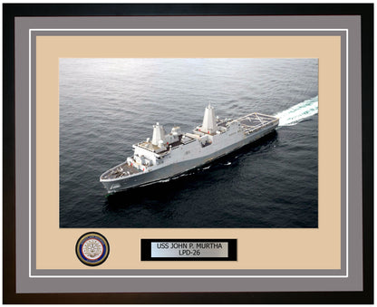 USS John P. Murtha LPD-26 Framed Navy Ship Photo Grey