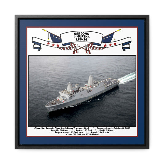 USS John P Murtha LPD-26 Navy Floating Frame Photo Front View