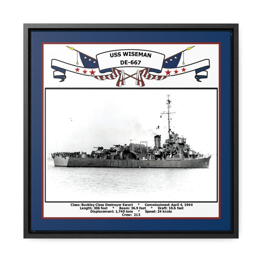 USS Wiseman DE-667 Navy Floating Frame Photo Front View