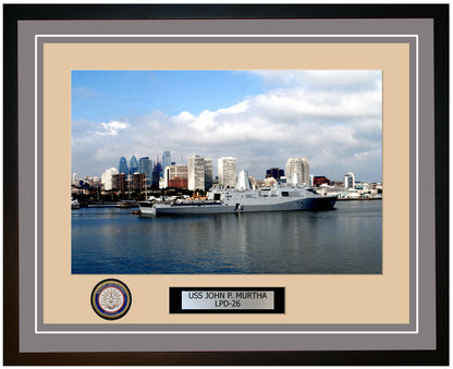 USS John P. Murtha LPD-26 Framed Navy Ship Photo Grey