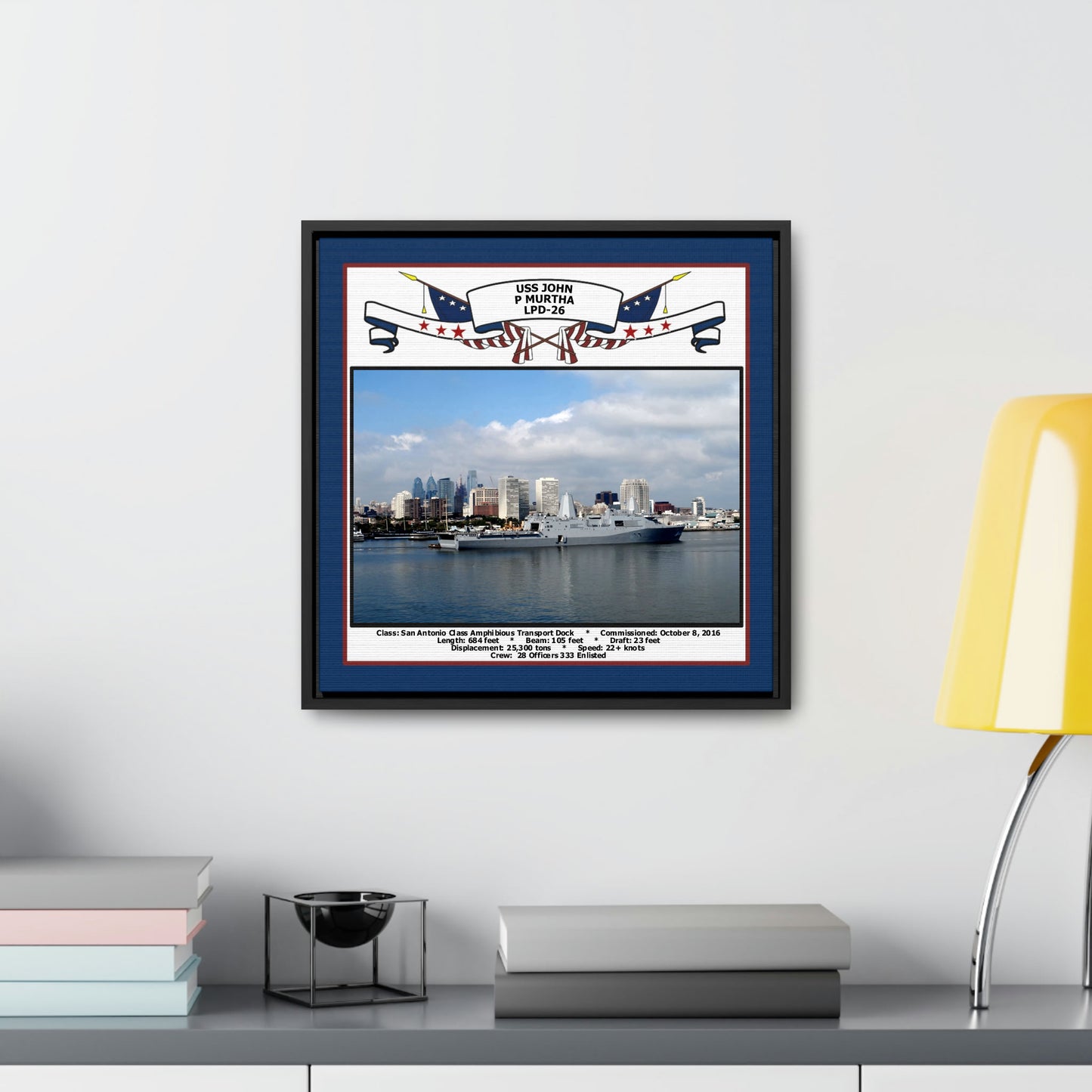 USS John P Murtha LPD-26 Navy Floating Frame Photo Desk View