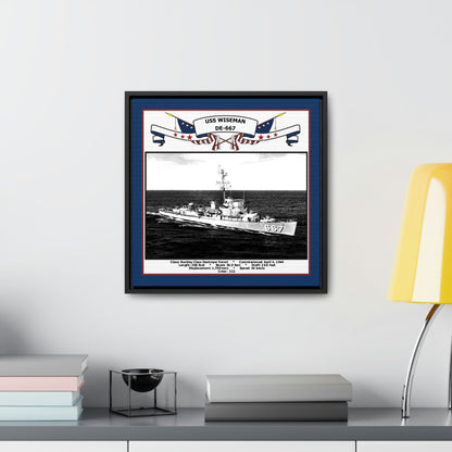 USS Wiseman DE-667 Navy Floating Frame Photo Desk View