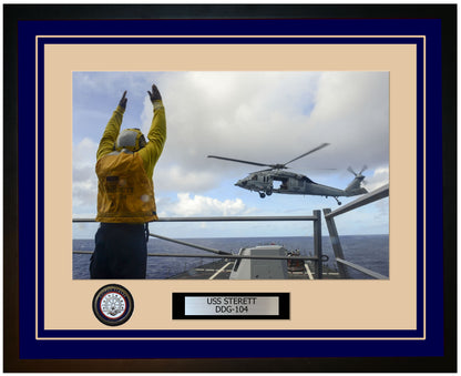 USS STERETT DDG-104 Framed Navy Ship Photo Blue