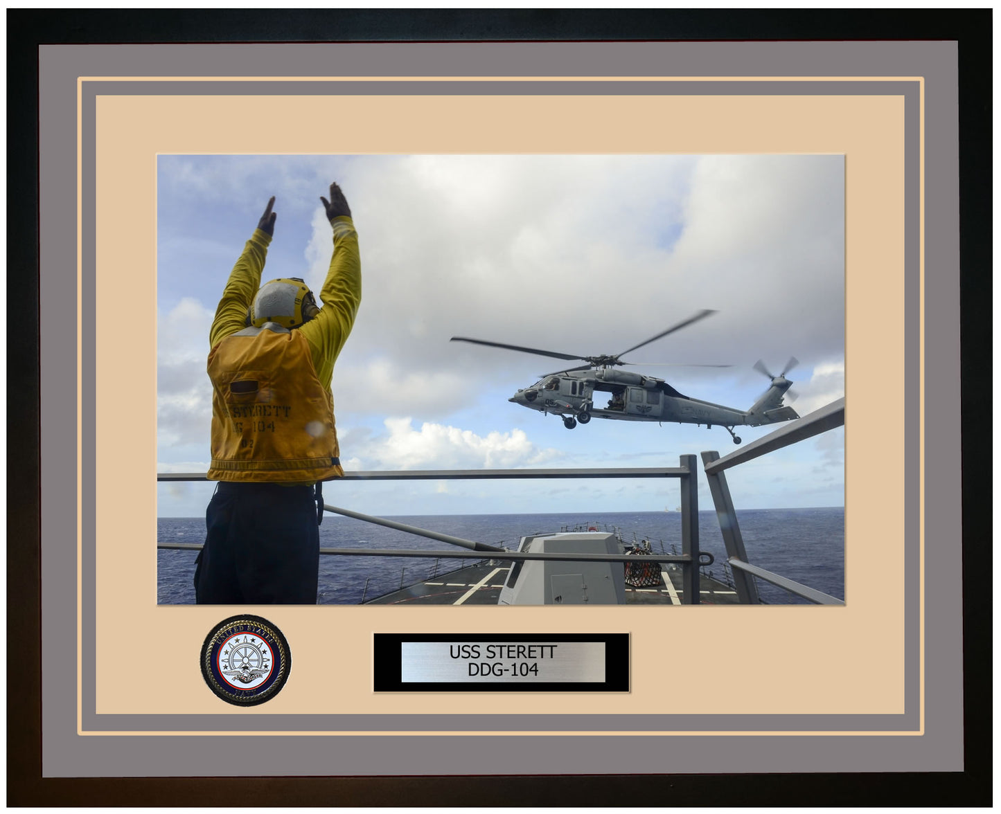 USS STERETT DDG-104 Framed Navy Ship Photo Grey