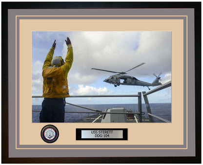 USS STERETT DDG-104 Framed Navy Ship Photo Grey