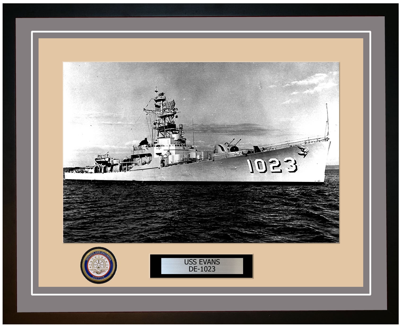 USS Evans DE-1023 Framed Navy Ship Photo Grey