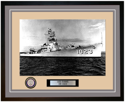USS Evans DE-1023 Framed Navy Ship Photo Grey