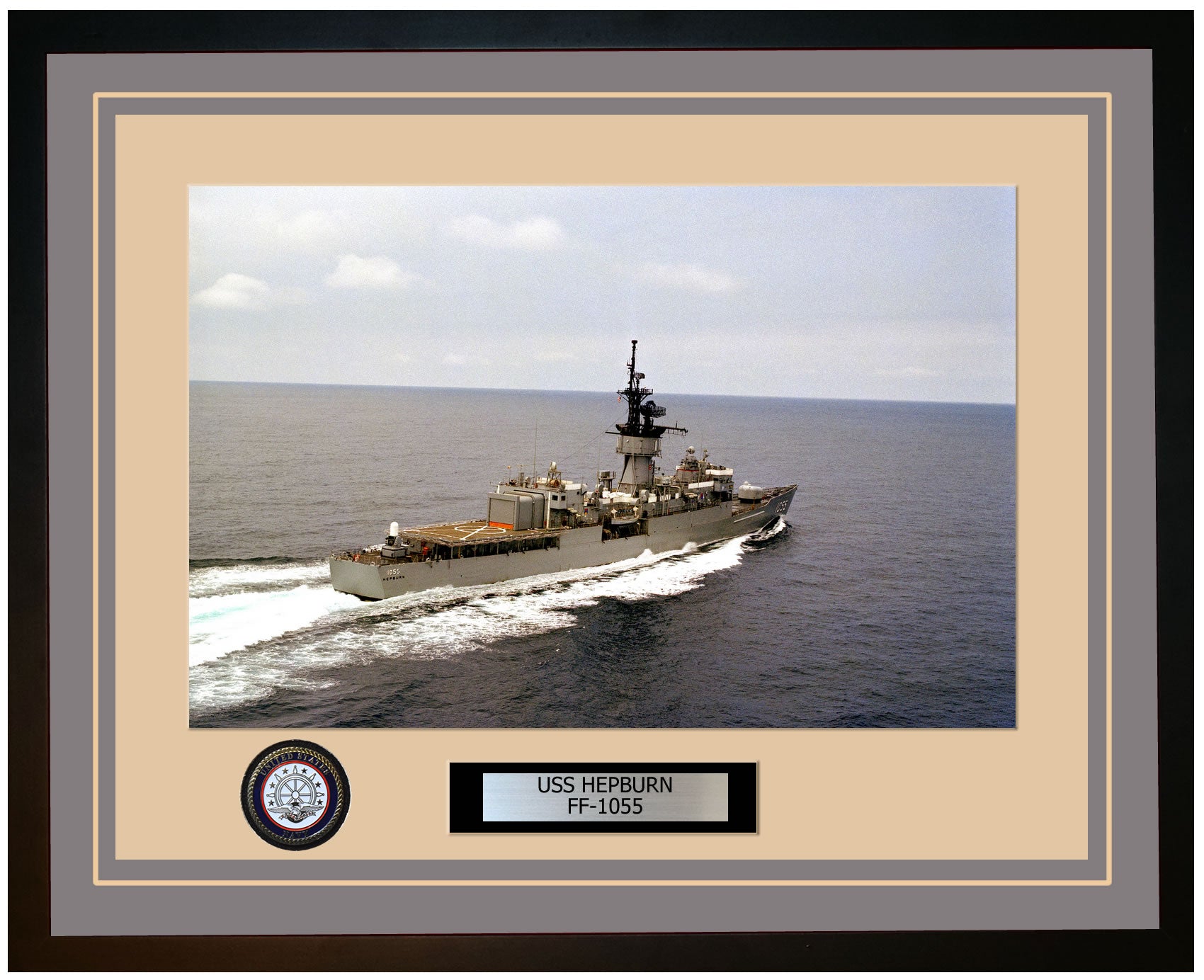 USS HEPBURN FF-1055 Framed Navy Ship Photo Grey