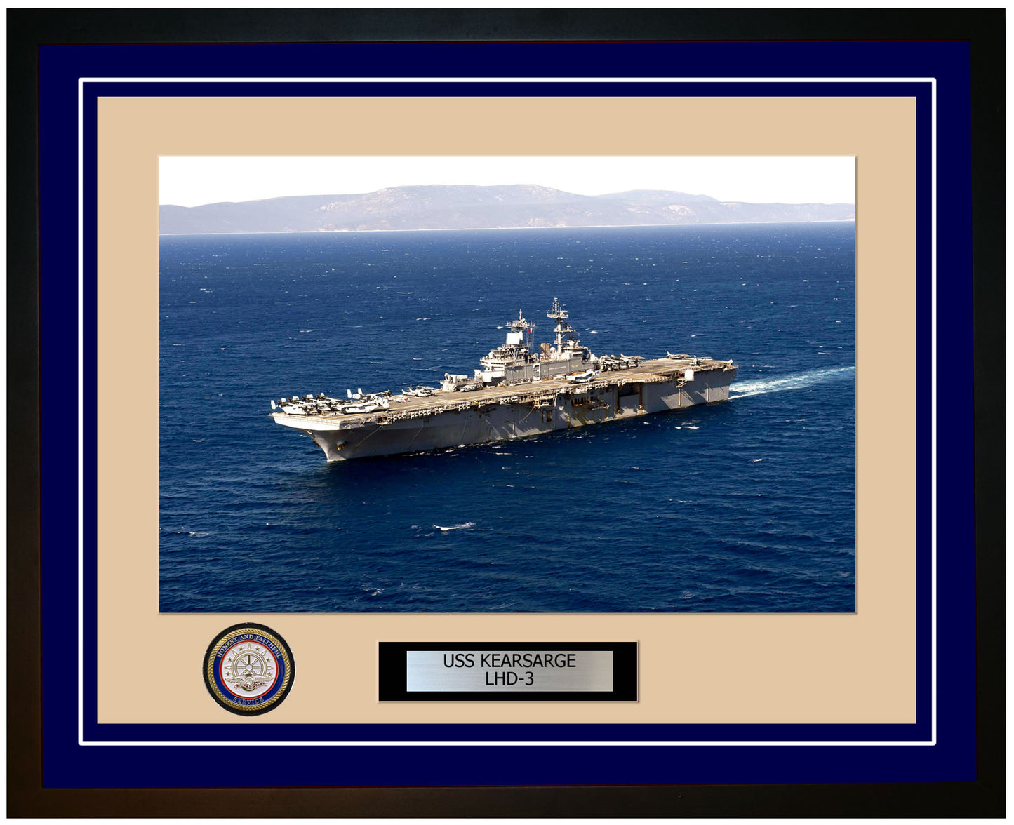 USS Kearsarge LHD-3 Framed Navy Ship Photo Blue