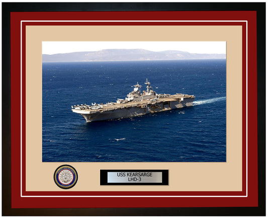USS Kearsarge LHD-3 Framed Navy Ship Photo Burgundy