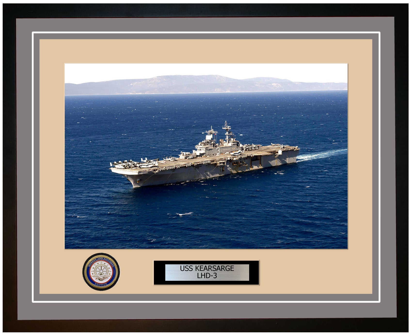 USS Kearsarge LHD-3 Framed Navy Ship Photo Grey