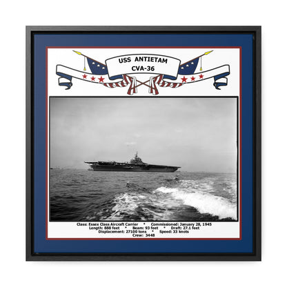 USS Antietam CVA-36 Navy Floating Frame Photo Front View
