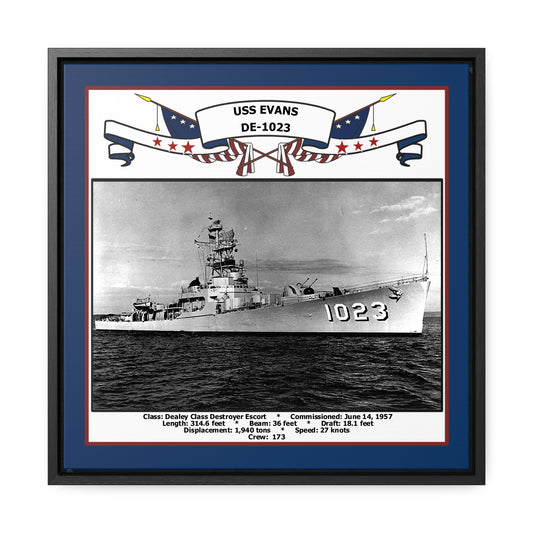 USS Evans DE-1023 Navy Floating Frame Photo Front View