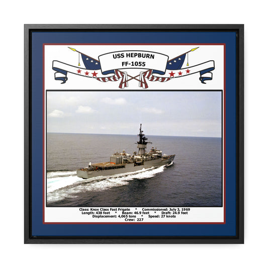 USS Hepburn FF-1055 Navy Floating Frame Photo Front View