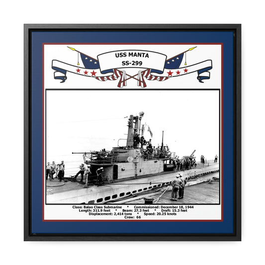 USS Manta SS-299 Navy Floating Frame Photo Front View