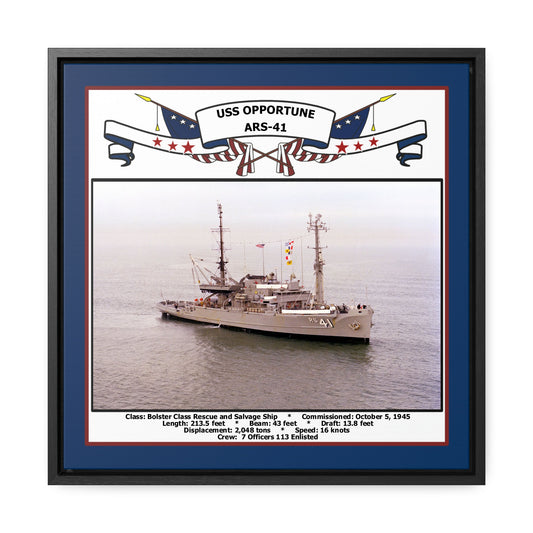 USS Opportune ARS-41 Navy Floating Frame Photo Front View