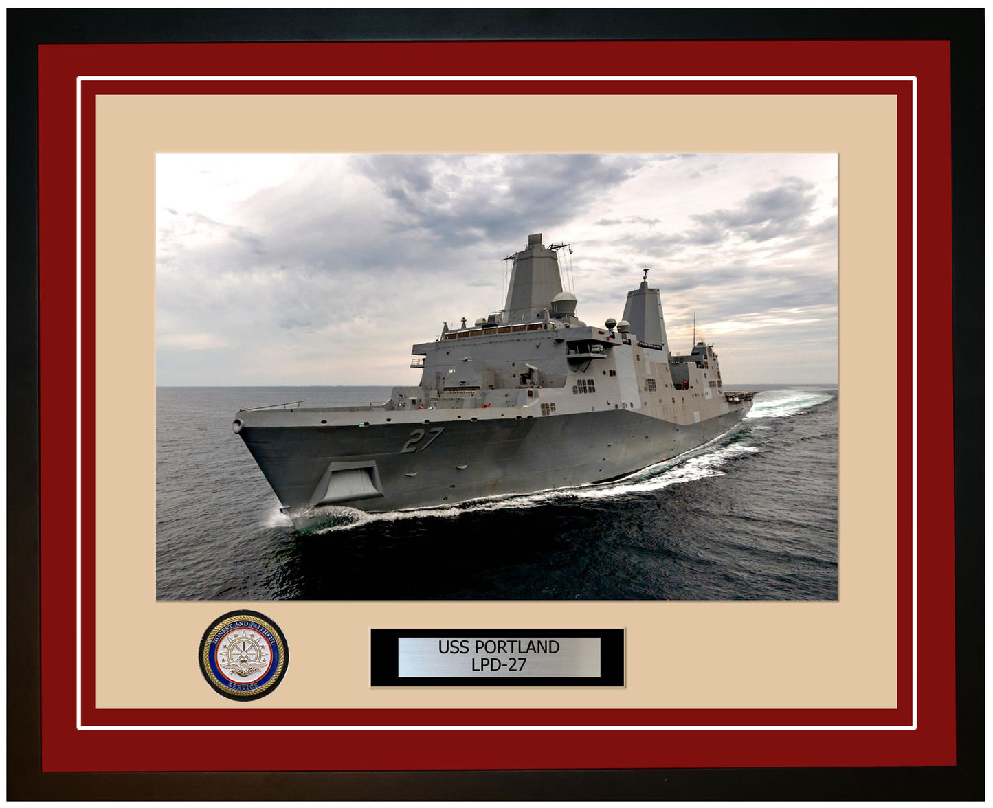 USS Portland LPD-27 Framed Navy Ship Photo Burgundy