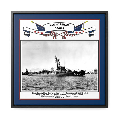 USS Wiseman DE-667 Navy Floating Frame Photo Front View
