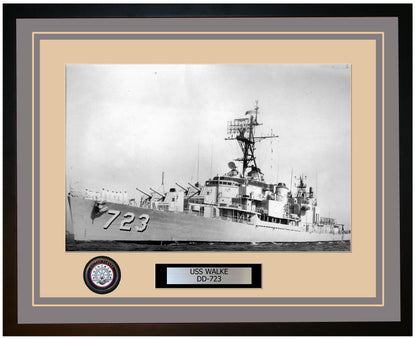 USS WALKE DD-723 Framed Navy Ship Photo Grey