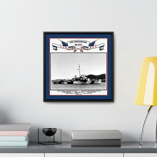 USS Greenwood DE-679 Navy Floating Frame Photo Desk View
