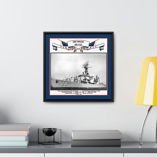 USS Walke DD-723 Navy Floating Frame Photo Desk View