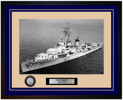 USS WALKE DD-723 Framed Navy Ship Photo Blue
