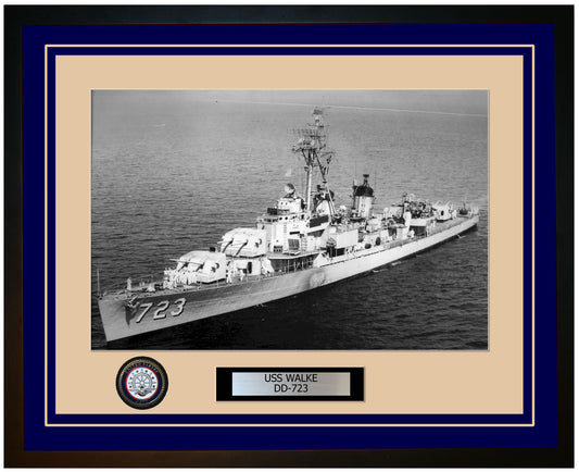 USS WALKE DD-723 Framed Navy Ship Photo Blue
