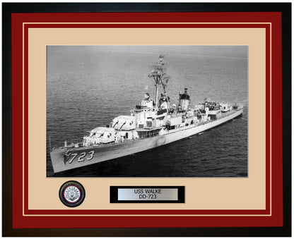 USS WALKE DD-723 Framed Navy Ship Photo Burgundy