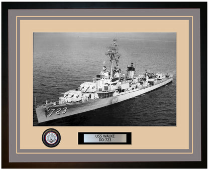 USS WALKE DD-723 Framed Navy Ship Photo Grey