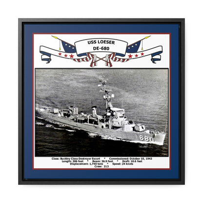 USS Loeser DE-680 Navy Floating Frame Photo Front View