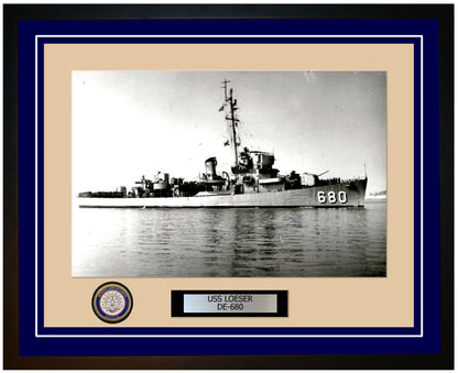 USS Loeser DE-680 Framed Navy Ship Photo Blue