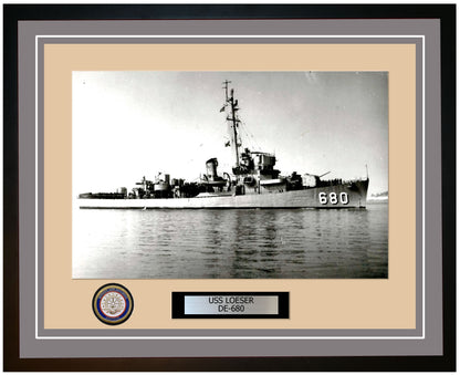 USS Loeser DE-680 Framed Navy Ship Photo Grey