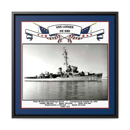 USS Loeser DE-680 Navy Floating Frame Photo Front View