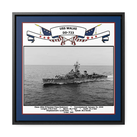 USS Walke DD-723 Navy Floating Frame Photo Front View