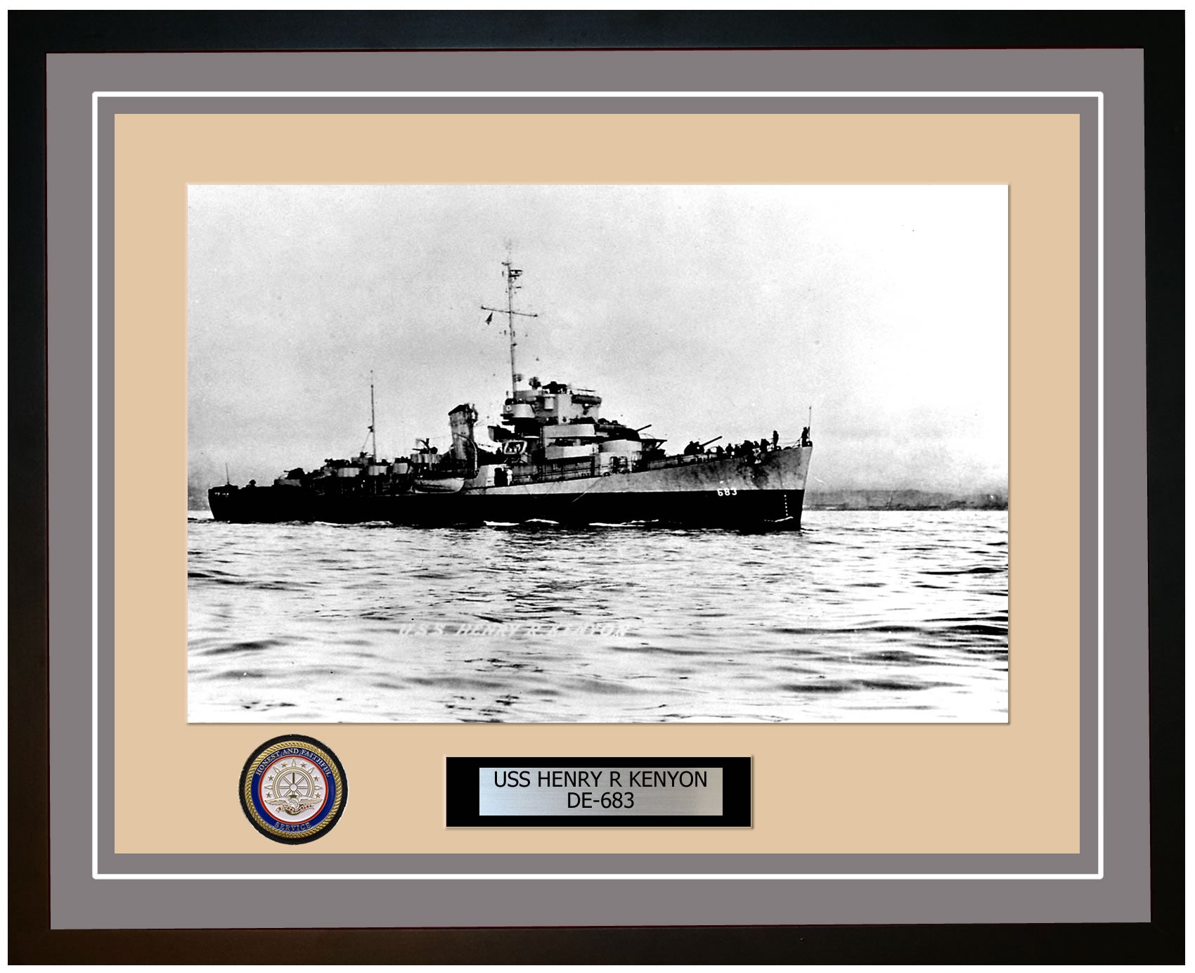 USS Henry R Kenyon DE-683 Framed Navy Ship Photo Grey