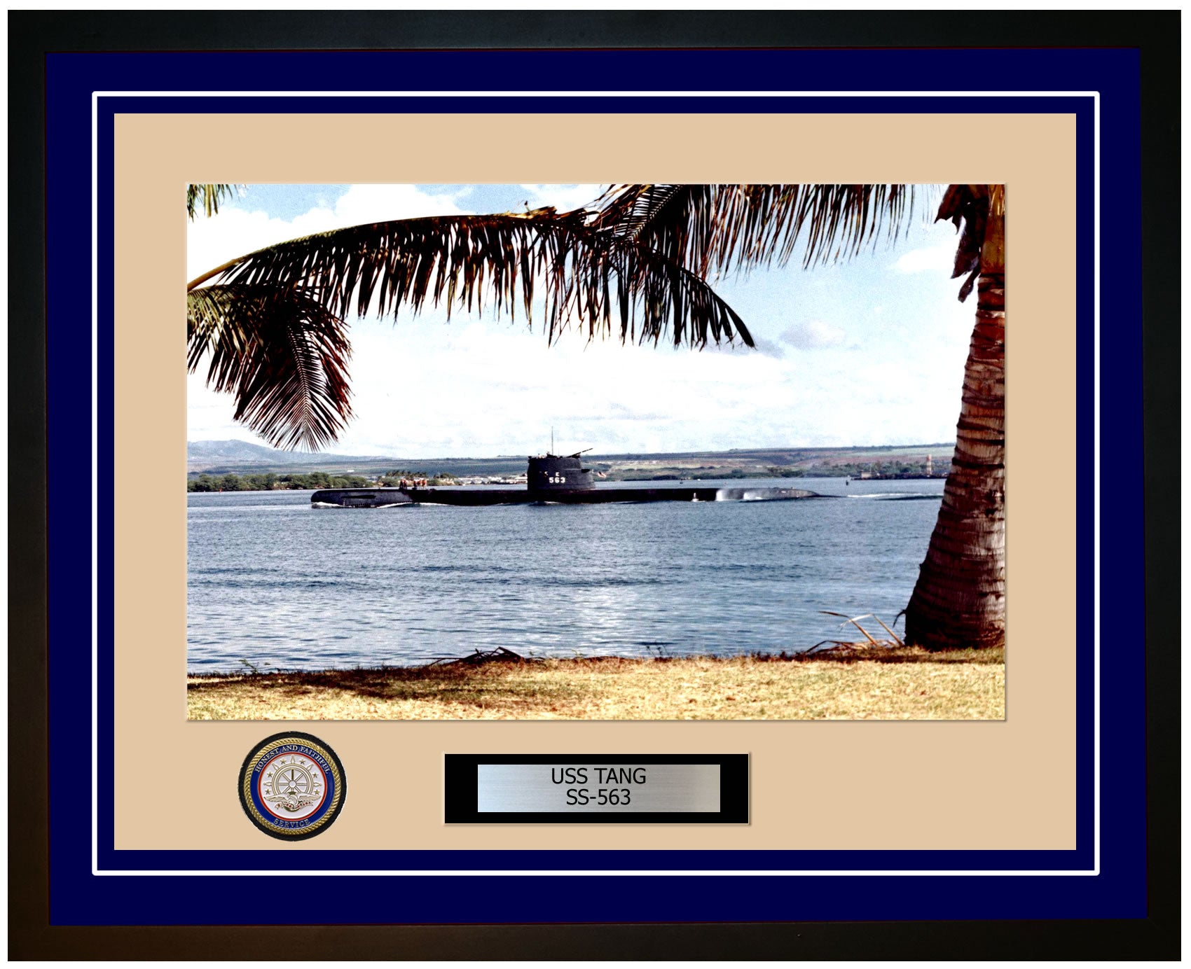 USS Tang SS-563 Framed Navy Ship Photo Blue