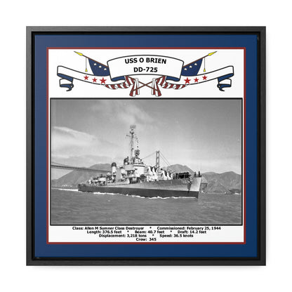 USS Obrien DD-725 Navy Floating Frame Photo Front View
