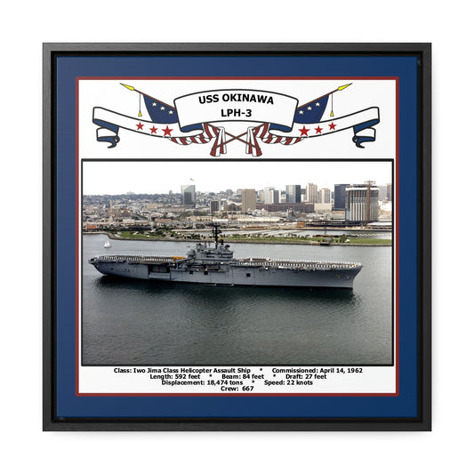 USS Okinawa LPH-3 Navy Floating Frame Photo Front View