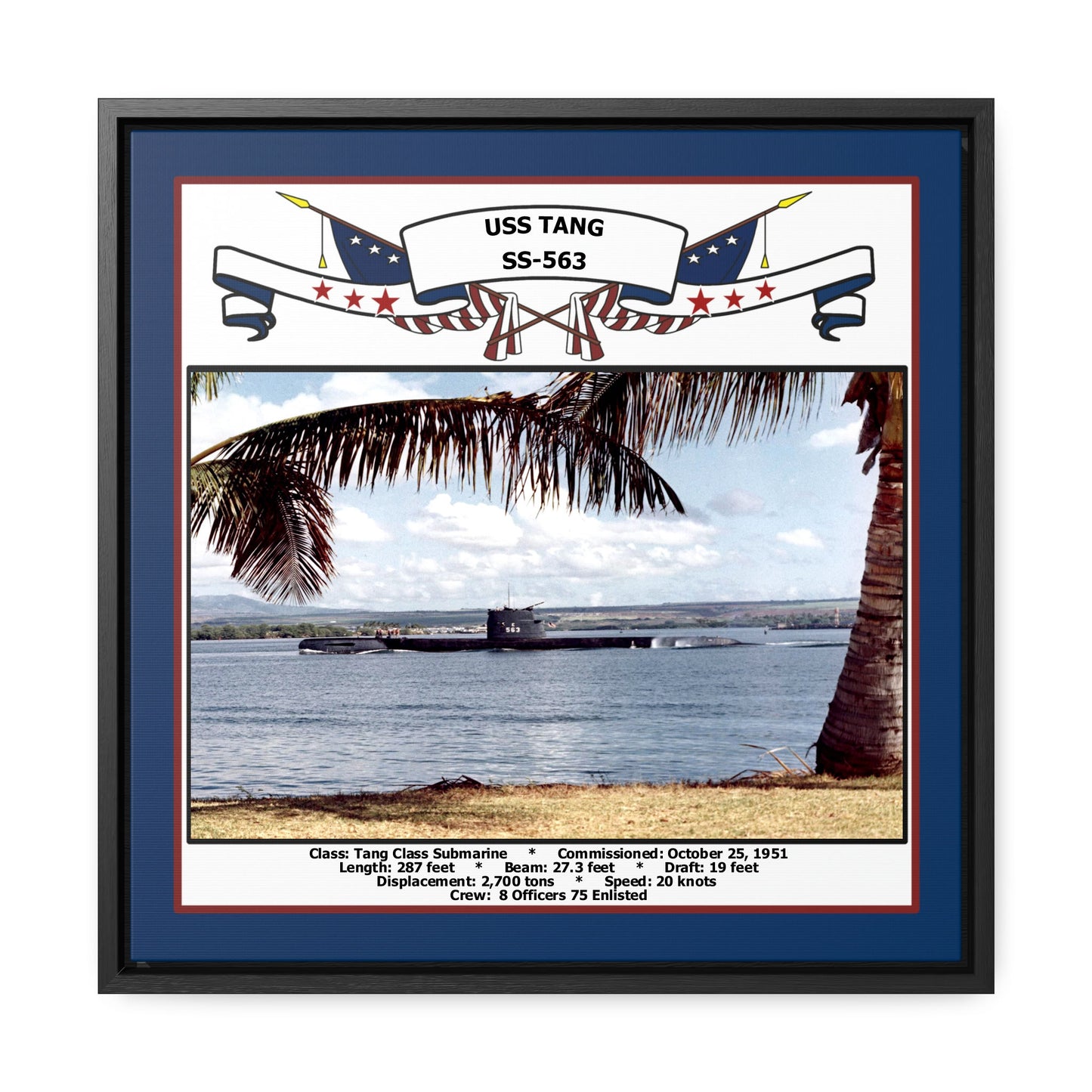 USS Tang SS-563 Navy Floating Frame Photo Front View